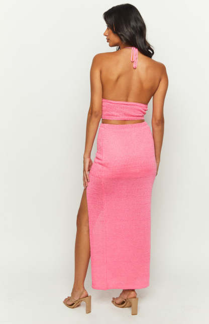 Abel Pink Knit Maxi Skirt-Vavasi.All Rights Reserved.