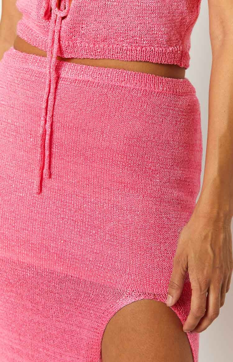 Abel Pink Knit Maxi Skirt-Vavasi.All Rights Reserved.