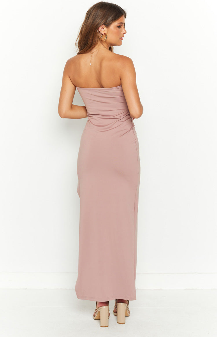 Abelle Light Brown Maxi Bandeau Dress-Vavasi.All Rights Reserved.