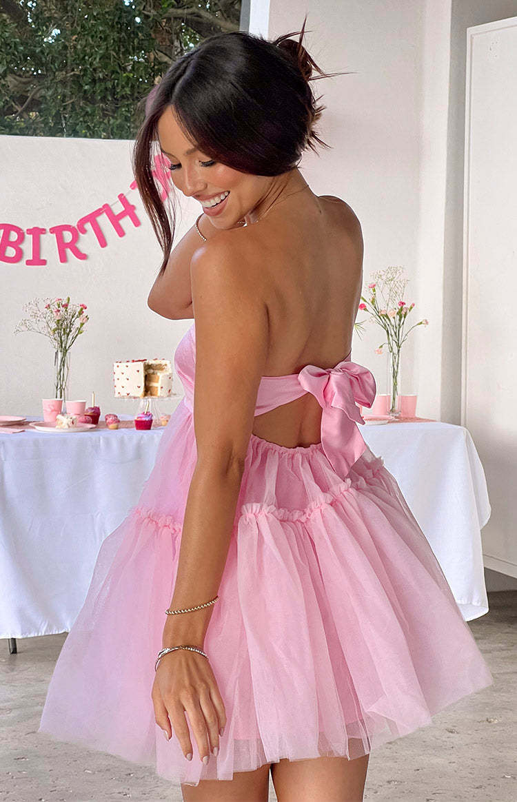 Abigail Pink Strapless Mini Dress-Vavasi.All Rights Reserved.