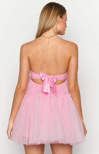 Abigail Pink Strapless Mini Dress-Vavasi.All Rights Reserved.