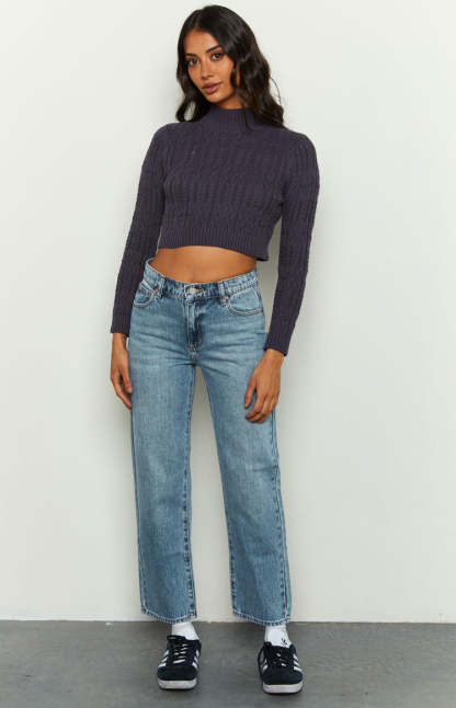 Abrand Scout 95 Mid Straight Crop Blue Jeans-Vavasi.All Rights Reserved.
