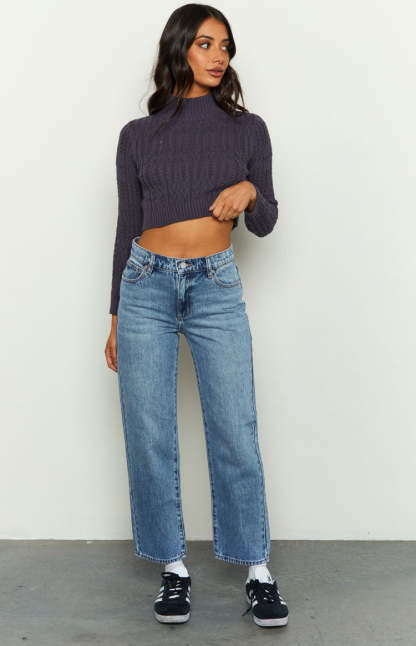 Abrand Scout 95 Mid Straight Crop Blue Jeans-Vavasi.All Rights Reserved.