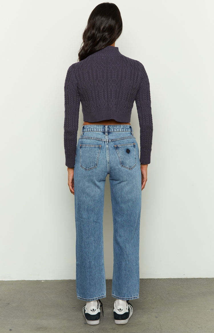 Abrand Scout 95 Mid Straight Crop Blue Jeans-Vavasi.All Rights Reserved.