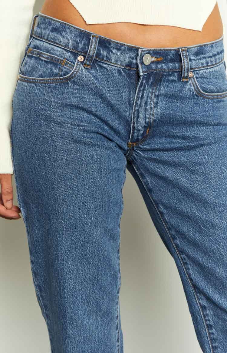 Abrand Olivia 99 Low Straight Organic Blue Denim Jeans-Vavasi.All Rights Reserved.