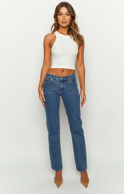 Abrand 99 Low Straight Elena Mid Wash Jeans-Vavasi.All Rights Reserved.