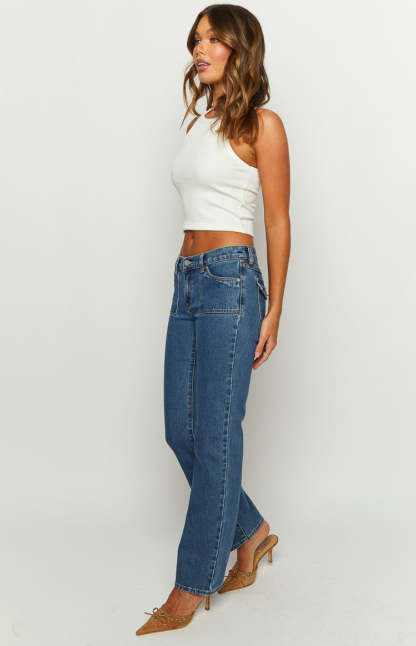 Abrand 99 Low Straight Elena Mid Wash Jeans-Vavasi.All Rights Reserved.