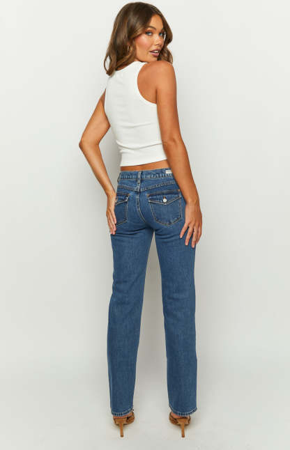 Abrand 99 Low Straight Elena Mid Wash Jeans-Vavasi.All Rights Reserved.