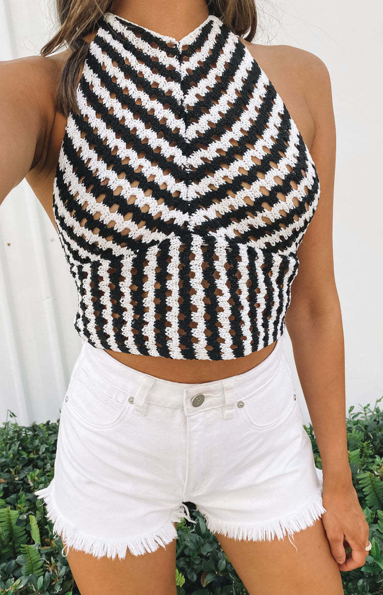 Adalia Checker Board Halter Top-Vavasi.All Rights Reserved.
