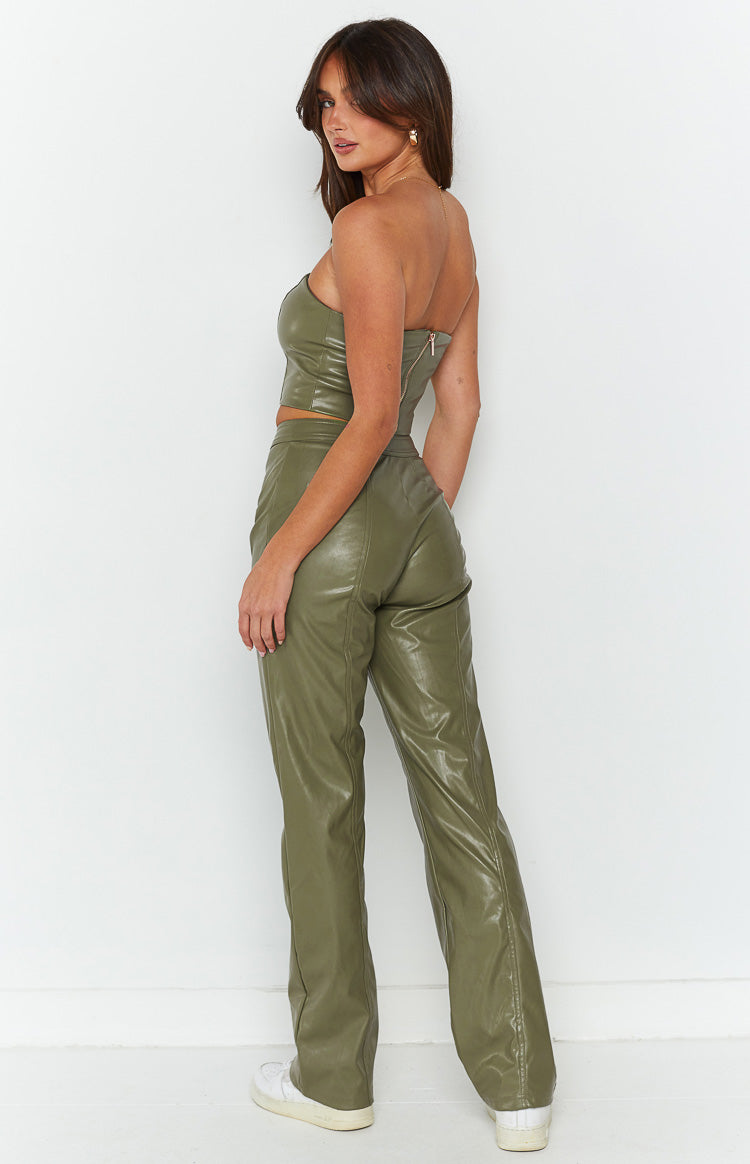 Addie Green PU Pants-Vavasi.All Rights Reserved.