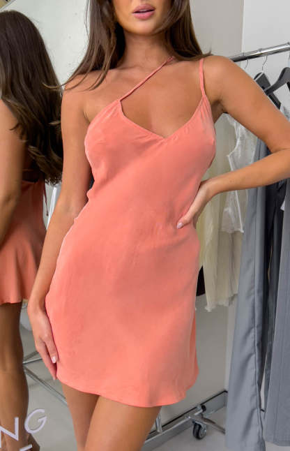Adie Orange Cross Back Tie Mini Dress-Vavasi.All Rights Reserved.