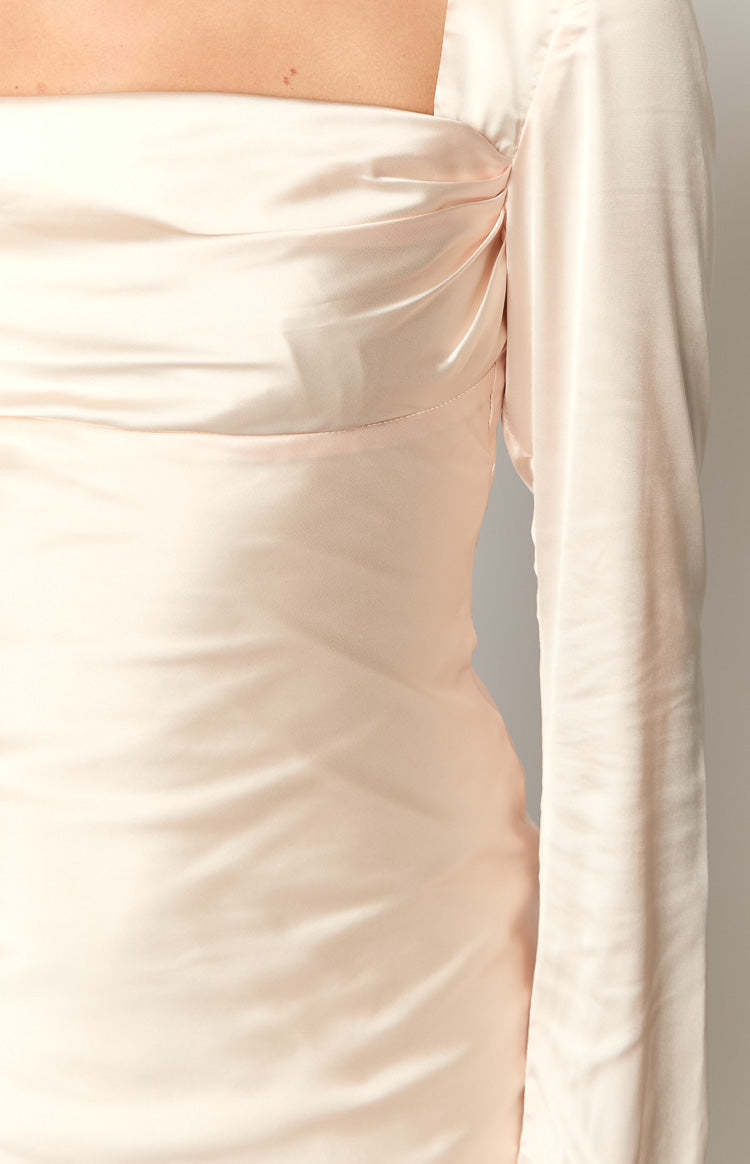 Addina Cream Long Sleeve Maxi Dress-Vavasi.All Rights Reserved.