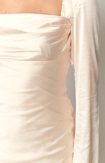 Addina Cream Long Sleeve Maxi Dress-Vavasi.All Rights Reserved.