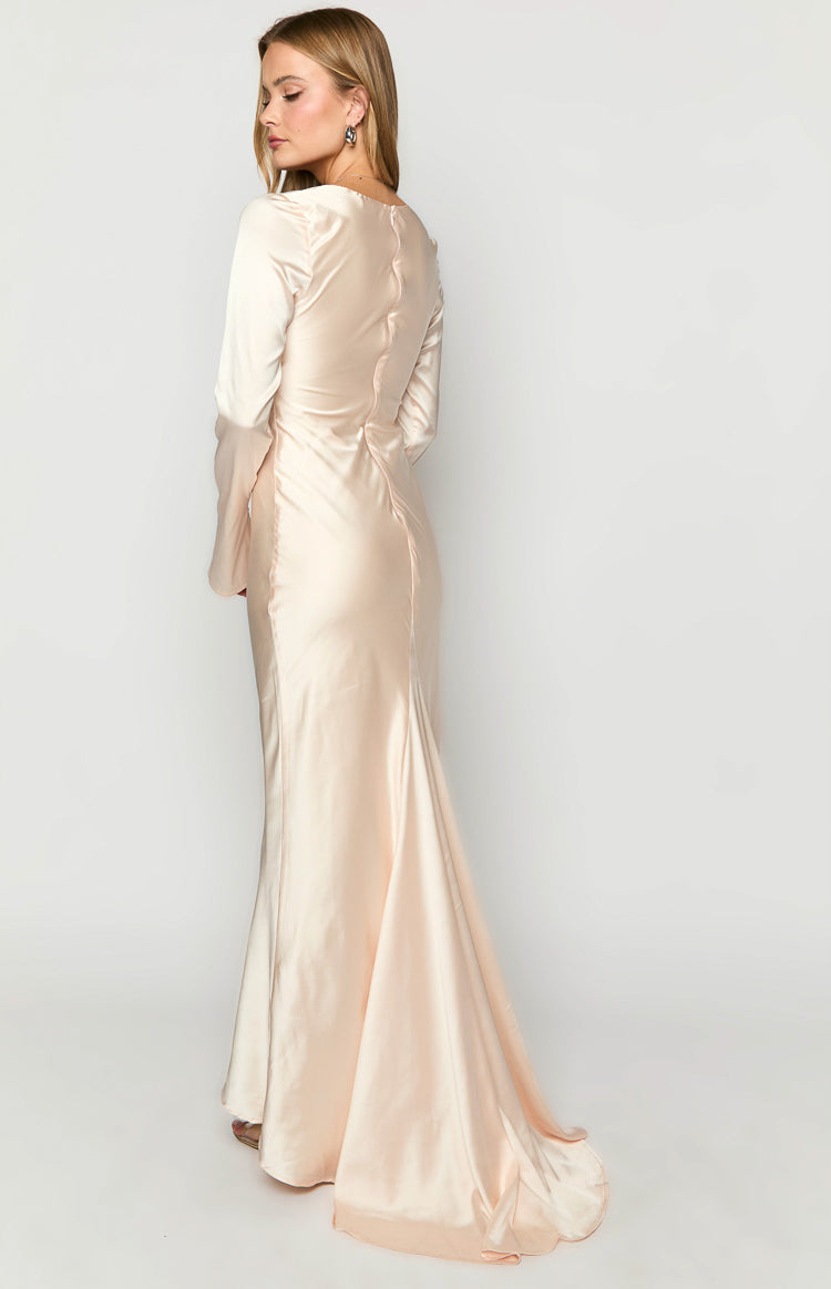 Addina Cream Long Sleeve Maxi Dress-Vavasi.All Rights Reserved.