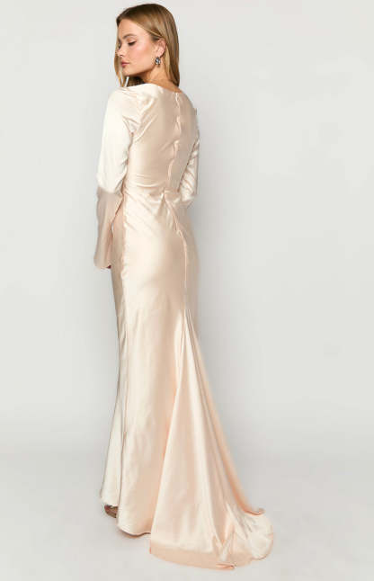 Addina Cream Long Sleeve Maxi Dress-Vavasi.All Rights Reserved.