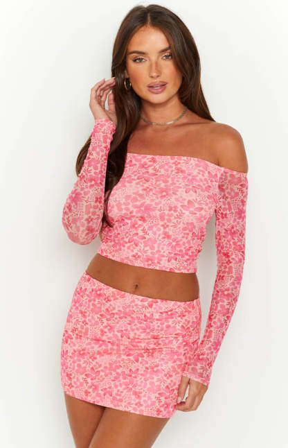Addison Pink Mesh Mini Skirt-Vavasi.All Rights Reserved.