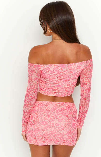 Addison Pink Mesh Mini Skirt-Vavasi.All Rights Reserved.