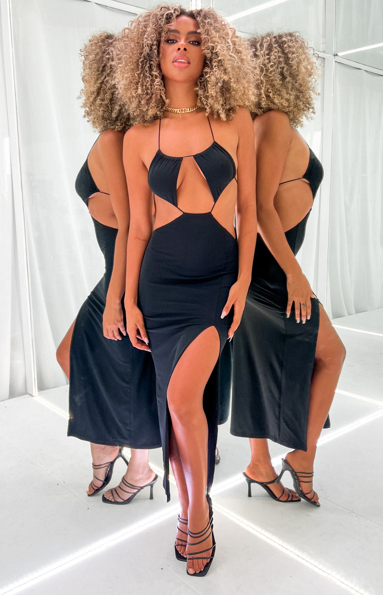 Adelita Black Midi Dress-Vavasi.All Rights Reserved.