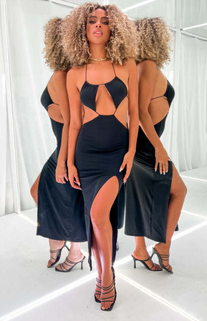 Adelita Black Midi Dress-Vavasi.All Rights Reserved.