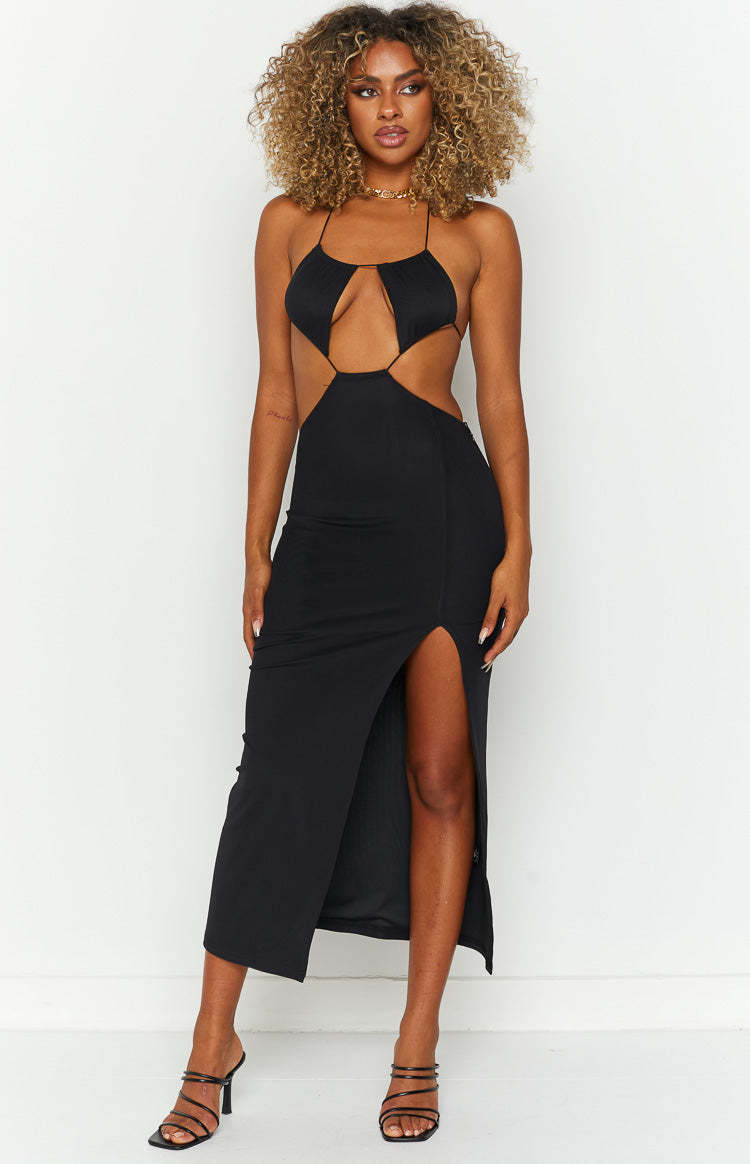 Adelita Black Midi Dress-Vavasi.All Rights Reserved.