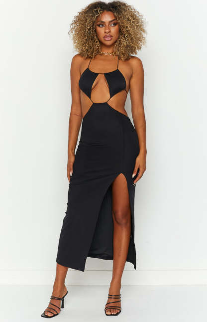 Adelita Black Midi Dress-Vavasi.All Rights Reserved.