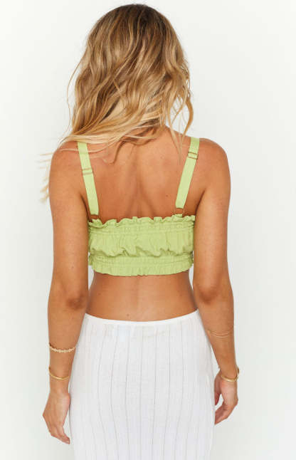 Adelyne Green Crop Top-Vavasi.All Rights Reserved.