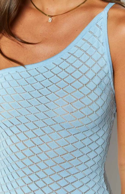 Adie Blue Knit Mini Dress-Vavasi.All Rights Reserved.