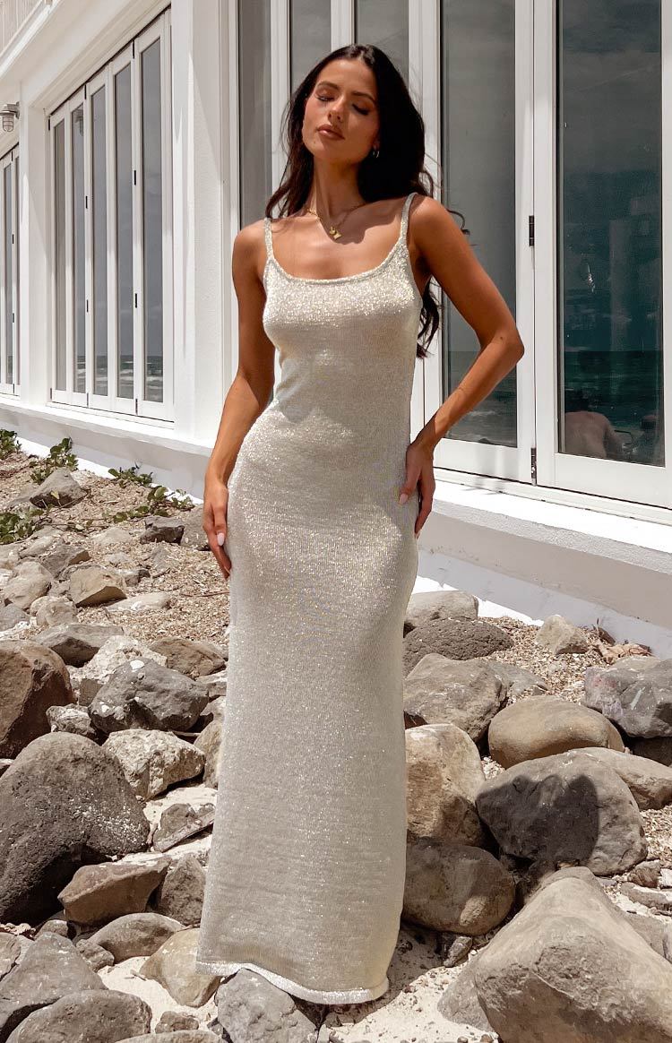 Adore Golden Knit Maxi Dress-Vavasi.All Rights Reserved.