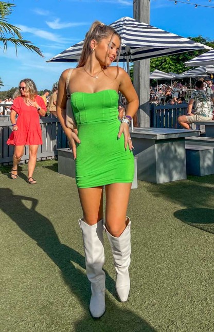 Adored Green Strapless Mini Dress-Vavasi.All Rights Reserved.