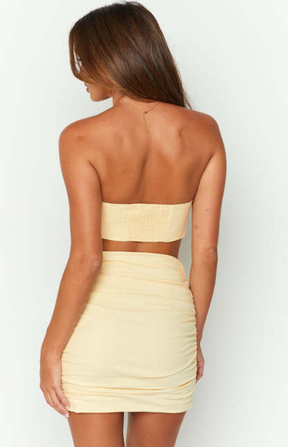 Adrienne Beige Mini Skirt-Vavasi.All Rights Reserved.