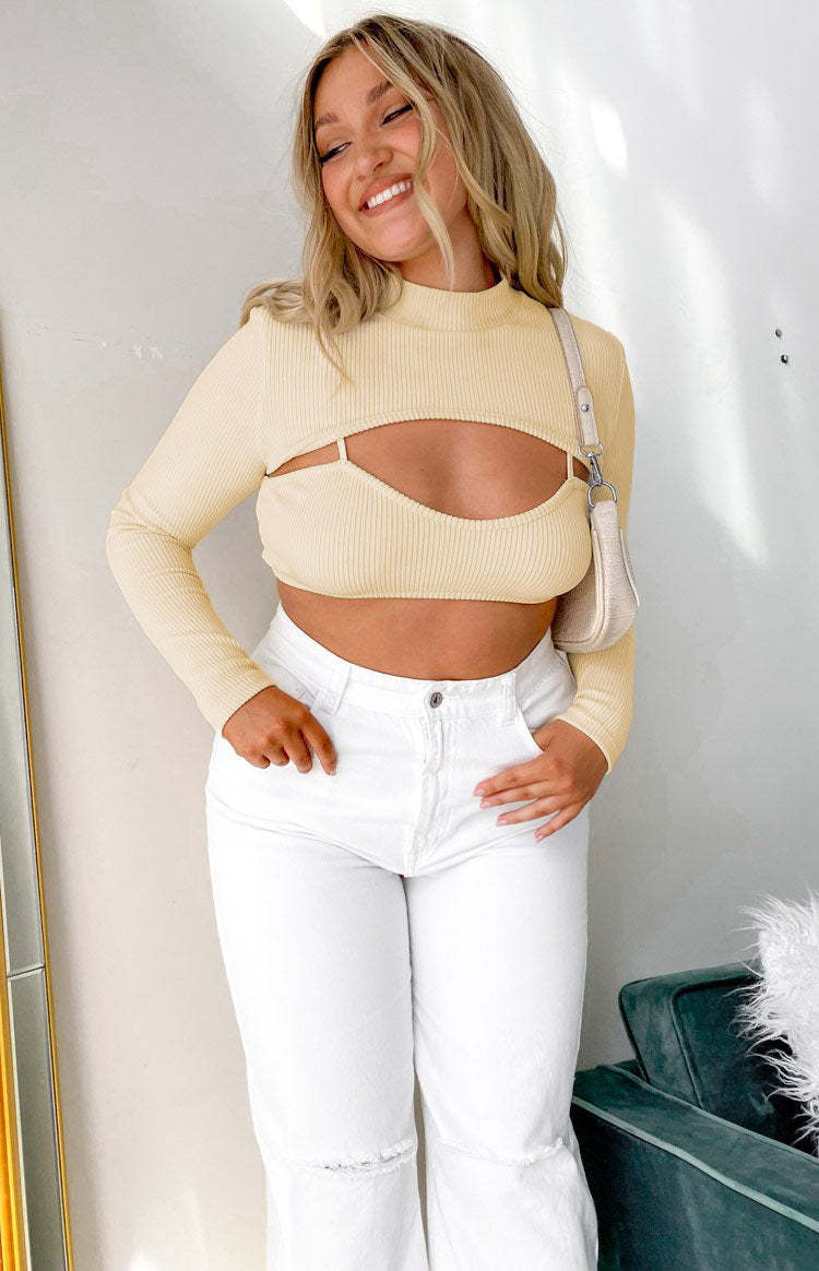 Adventure Rib Top Cream-Vavasi.All Rights Reserved.