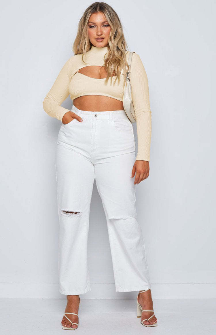 Adventure Rib Top Cream-Vavasi.All Rights Reserved.