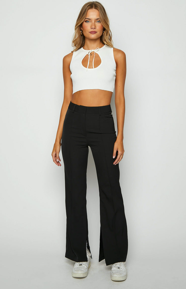 Aimee White Knit Crop Top-Vavasi.All Rights Reserved.