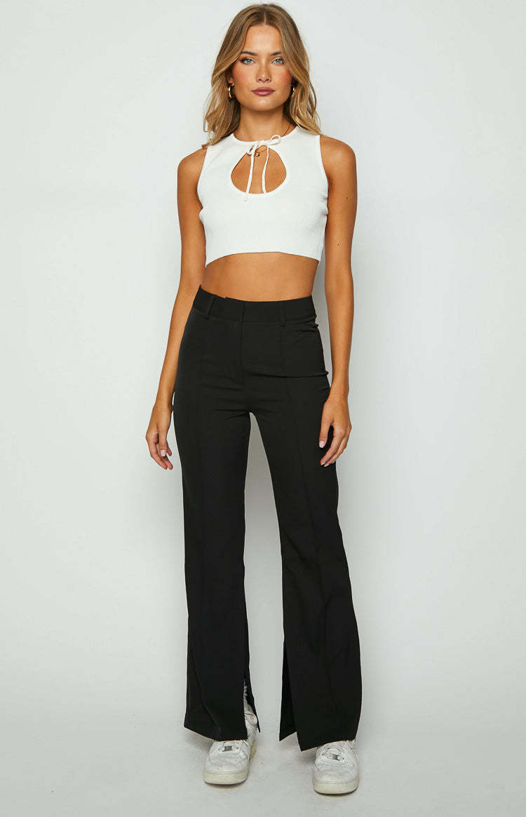 Aimee White Knit Crop Top-Vavasi.All Rights Reserved.