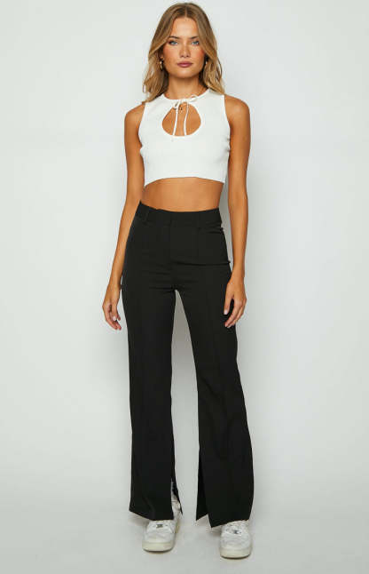 Aimee White Knit Crop Top-Vavasi.All Rights Reserved.