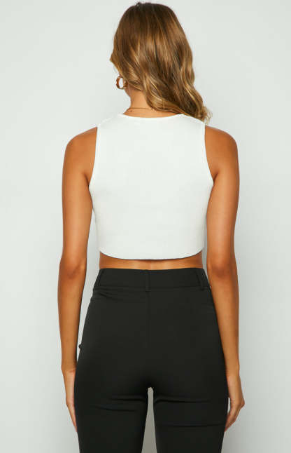Aimee White Knit Crop Top-Vavasi.All Rights Reserved.