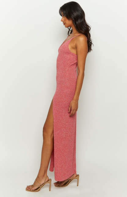Airdrie Pink Knit Maxi Dress-Vavasi.All Rights Reserved.