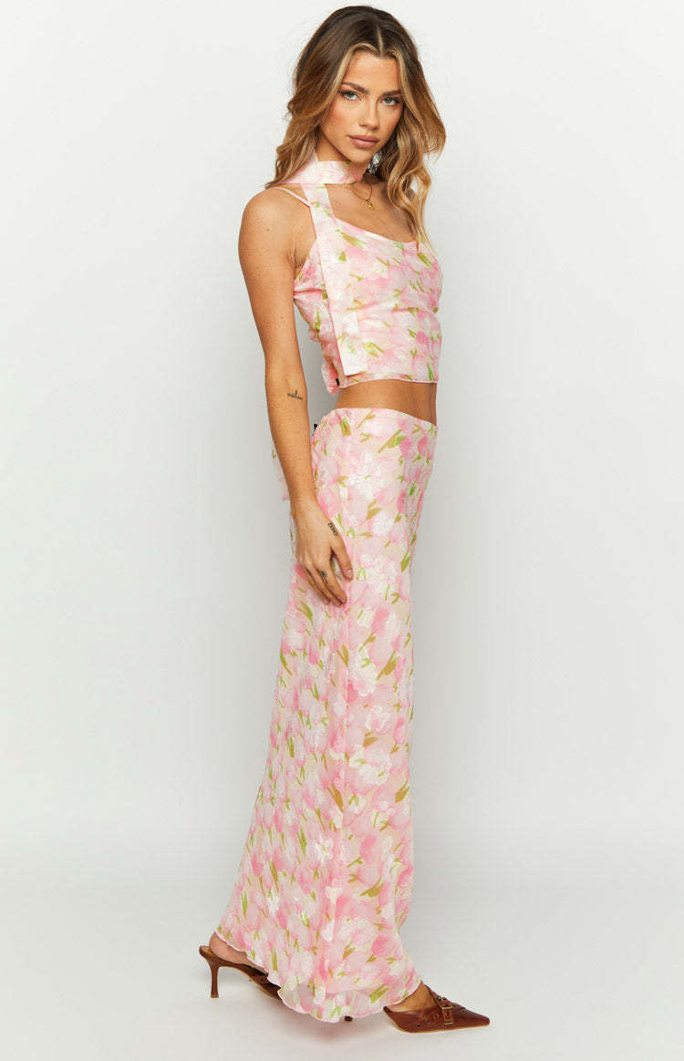 Irina Pink Print Maxi Skirt-Vavasi.All Rights Reserved.