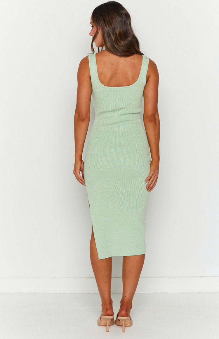 Akiva Mint Knit Midi Dress-Vavasi.All Rights Reserved.