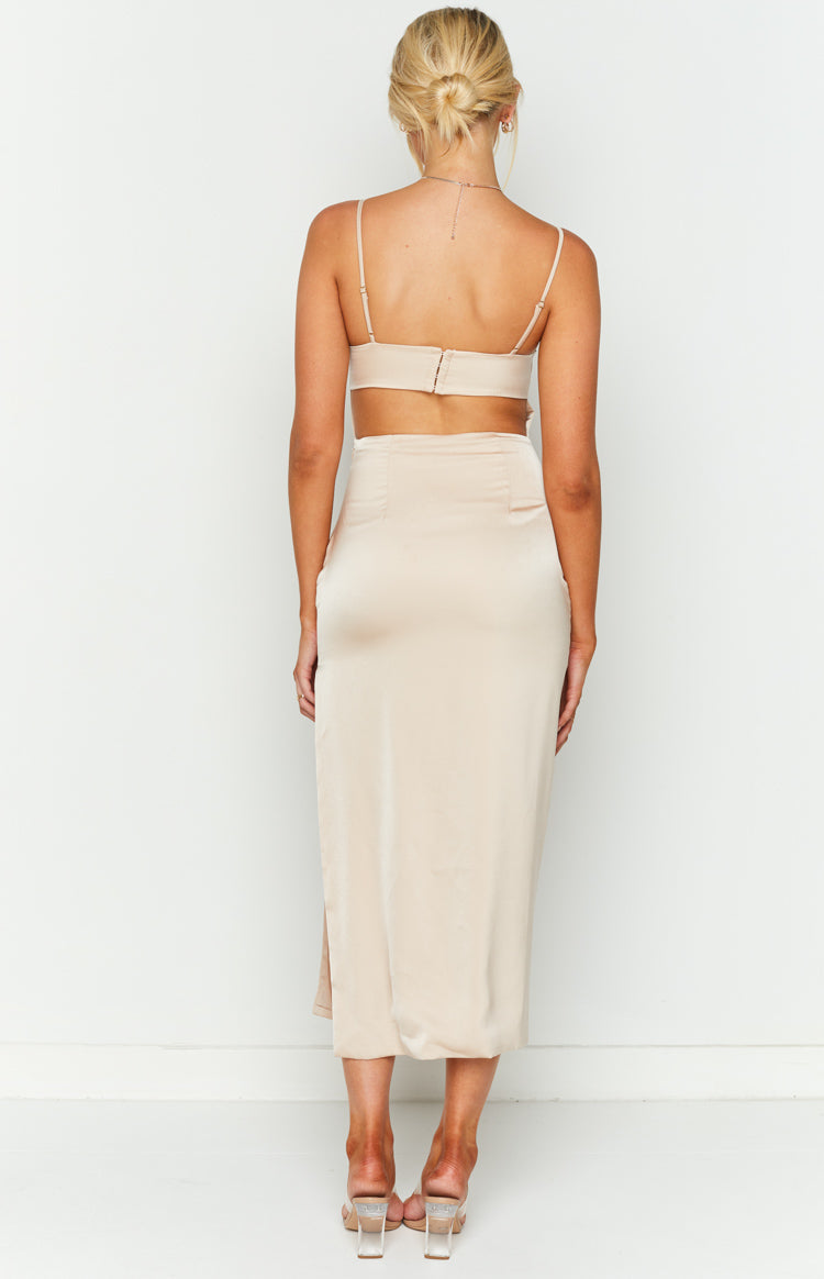 Alaia Champagne Formal Midi Dress-Vavasi.All Rights Reserved.
