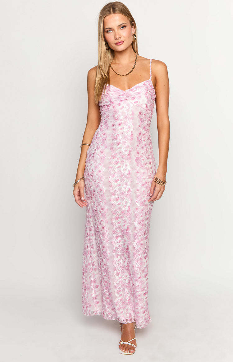 Alanna Pink Lace Maxi Dress-Vavasi.All Rights Reserved.