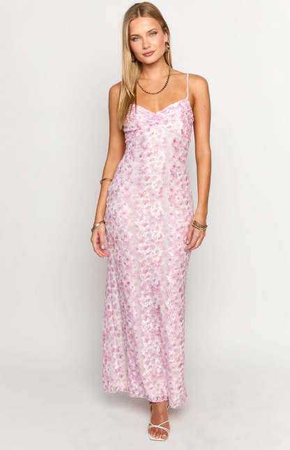 Alanna Pink Lace Maxi Dress-Vavasi.All Rights Reserved.