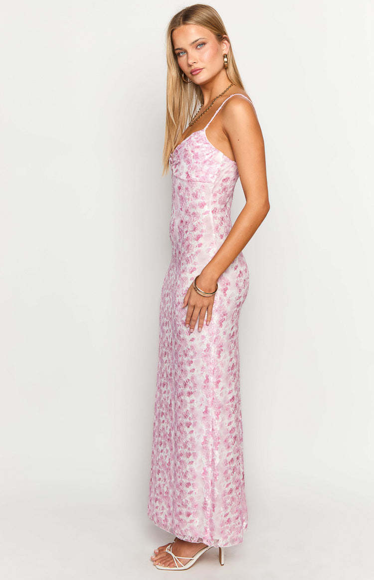 Alanna Pink Lace Maxi Dress-Vavasi.All Rights Reserved.