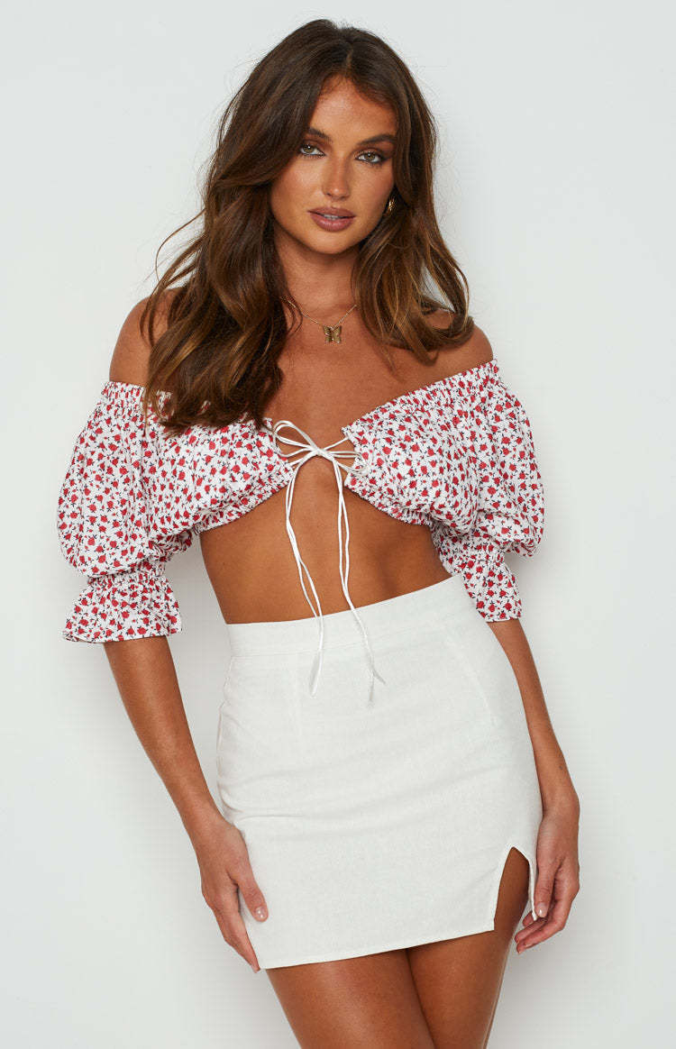 Alannah Crop Top White Floral-Vavasi.All Rights Reserved.