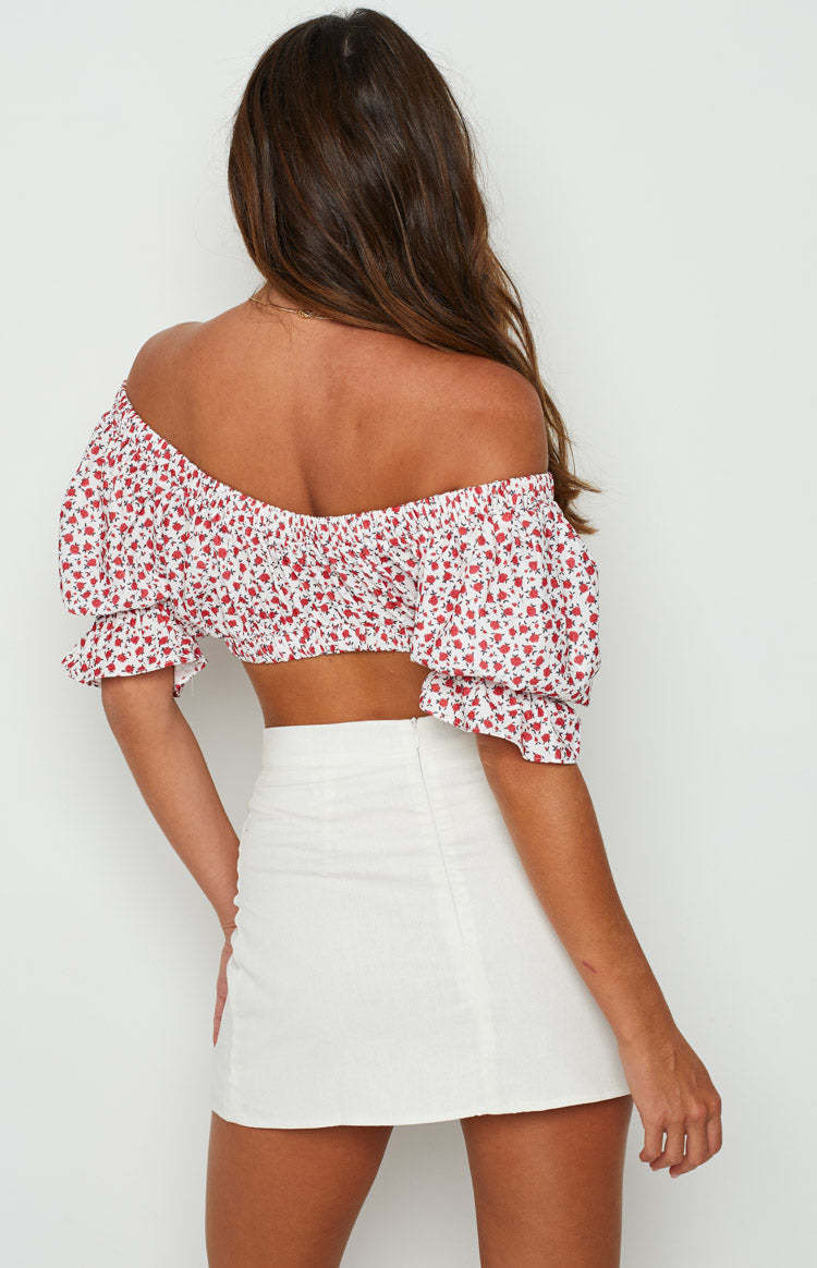 Alannah Crop Top White Floral-Vavasi.All Rights Reserved.