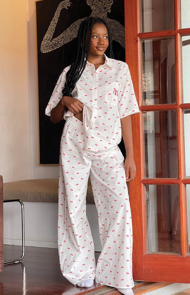 Alexea Cherry Print Pajama Pants-Vavasi.All Rights Reserved.