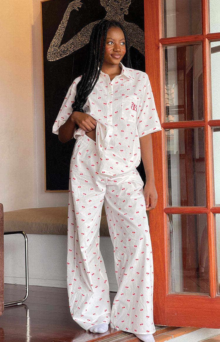 Alexea Cherry Print Pajama Pants-Vavasi.All Rights Reserved.