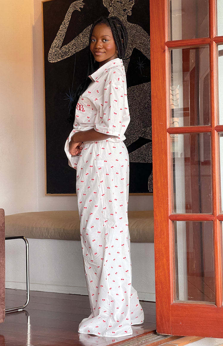 Alexea Cherry Print Pajama Pants-Vavasi.All Rights Reserved.