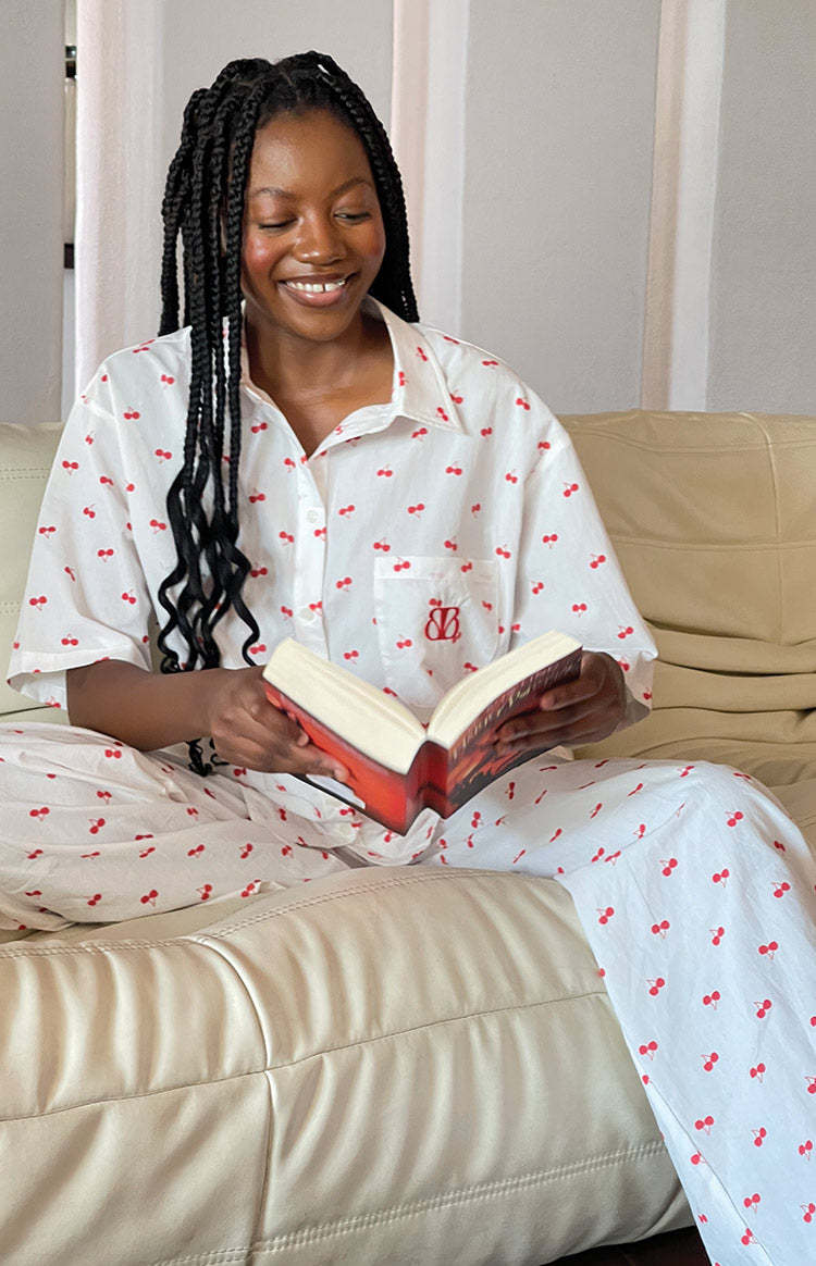 Alexea Cherry Print Pajama Pants-Vavasi.All Rights Reserved.