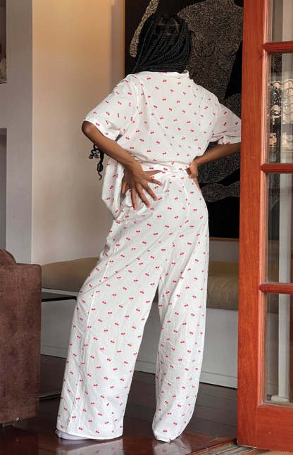 Alexea Cherry Print Pajama Pants-Vavasi.All Rights Reserved.